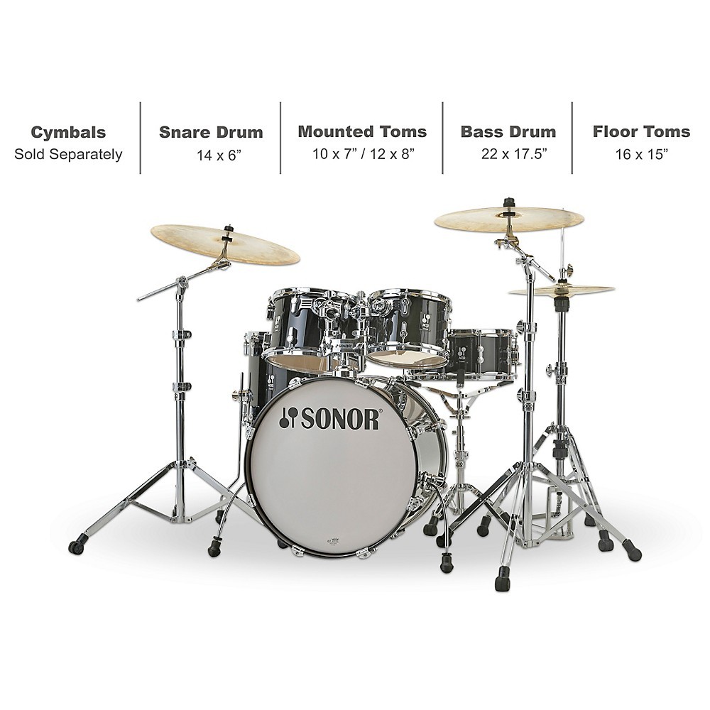 Sonor AQ2 Stage Maple 5-Piece Shell Pack Transparent Black