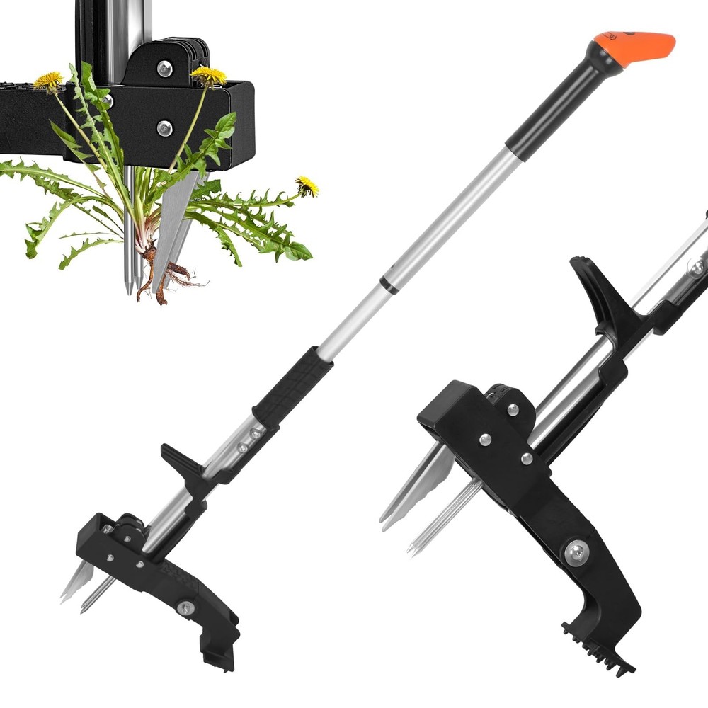 Weed Puller Tool, 4-Claw Stand Up Weed Puller Tool with Long Handle, Adjustab...
