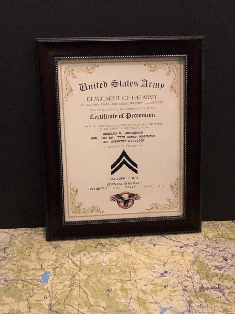CORPORAL / CPL (E-4) U.S. Army ~ Commemorative Promotion Certificate
