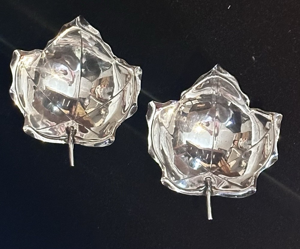 CARTIER Vintage Sterling Silver Maple Leaf Candy Nut Dish Set