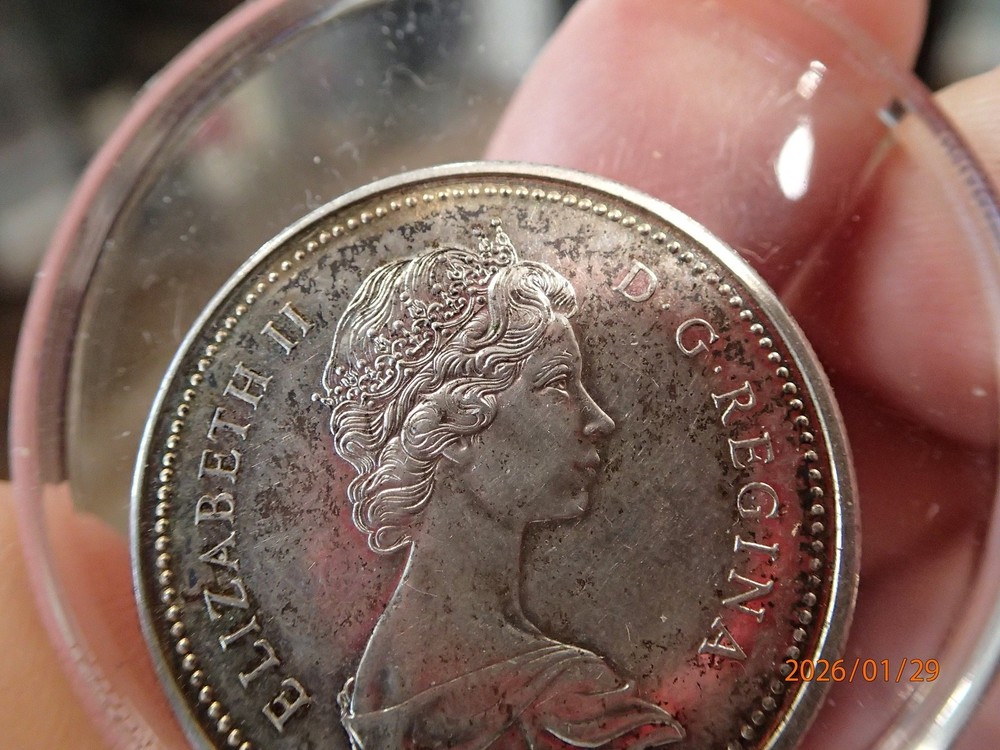 1973 Canada RCMP Silver Dollar .500 Beautiful Shape Toned