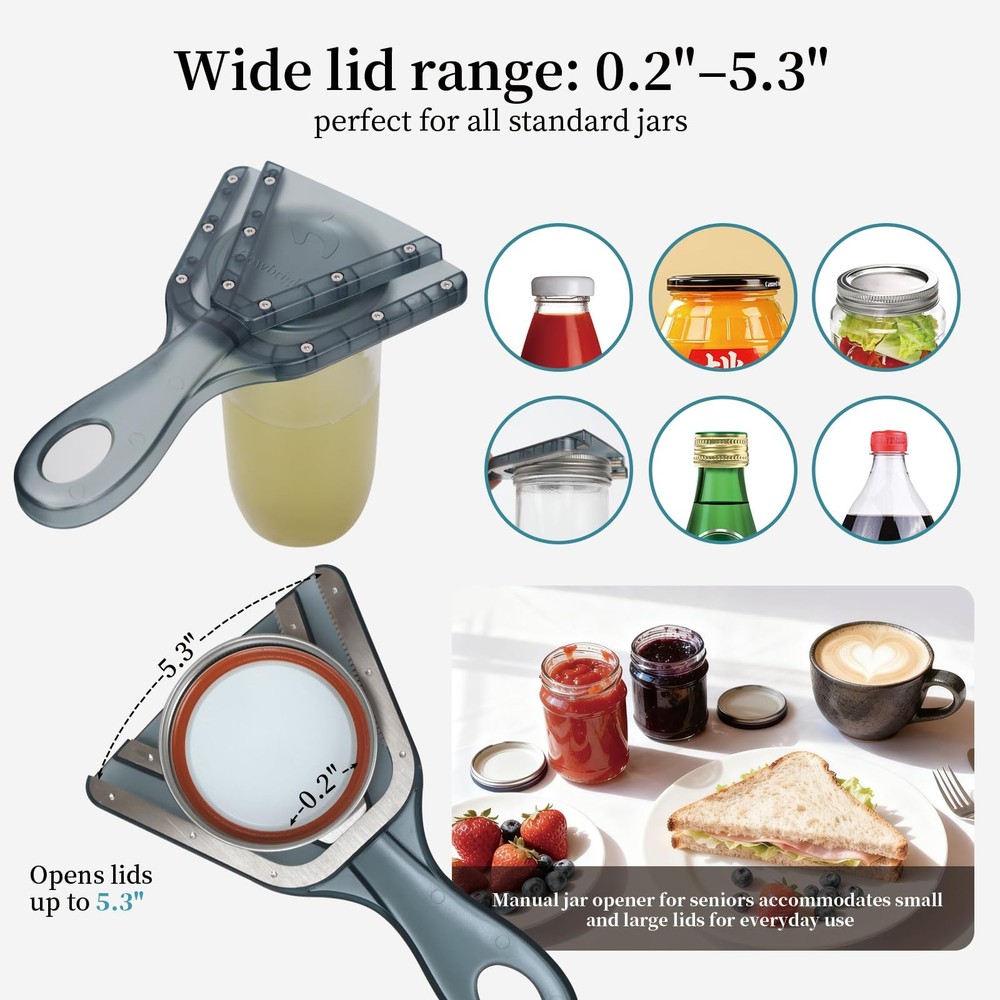 Jar Opener for Weak Hands & Seniors with Arthritis – Easy Large, Gray