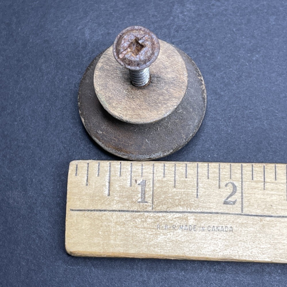 Antique c1860s Solid Wood Cabinet Pull Drawer Knob 1.5" Diameter Handle L