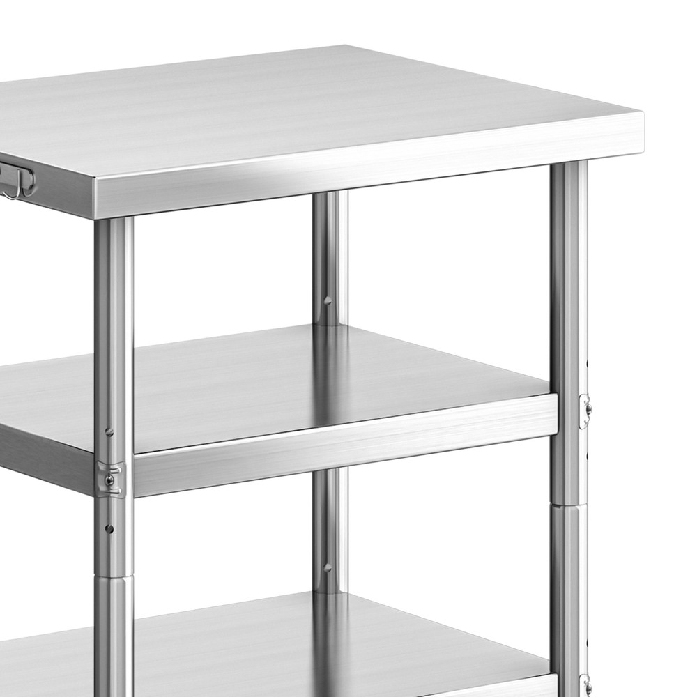 36"x24" Stainless Steel Rolling Work Tables 3-Tier Adjustable Shelf Kitchen Prep