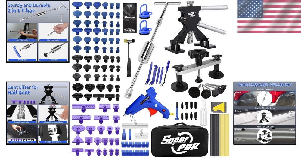 DIY Dent Remover Tool: Pro Paintless Kit, Slide Hammer & GlueTabs