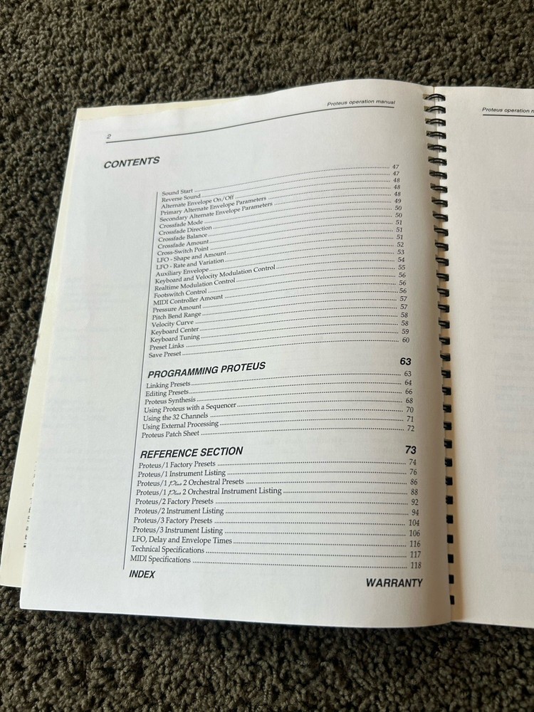 E-mu Systems Proteus Operation Instruction Manual Book User Owner Guide