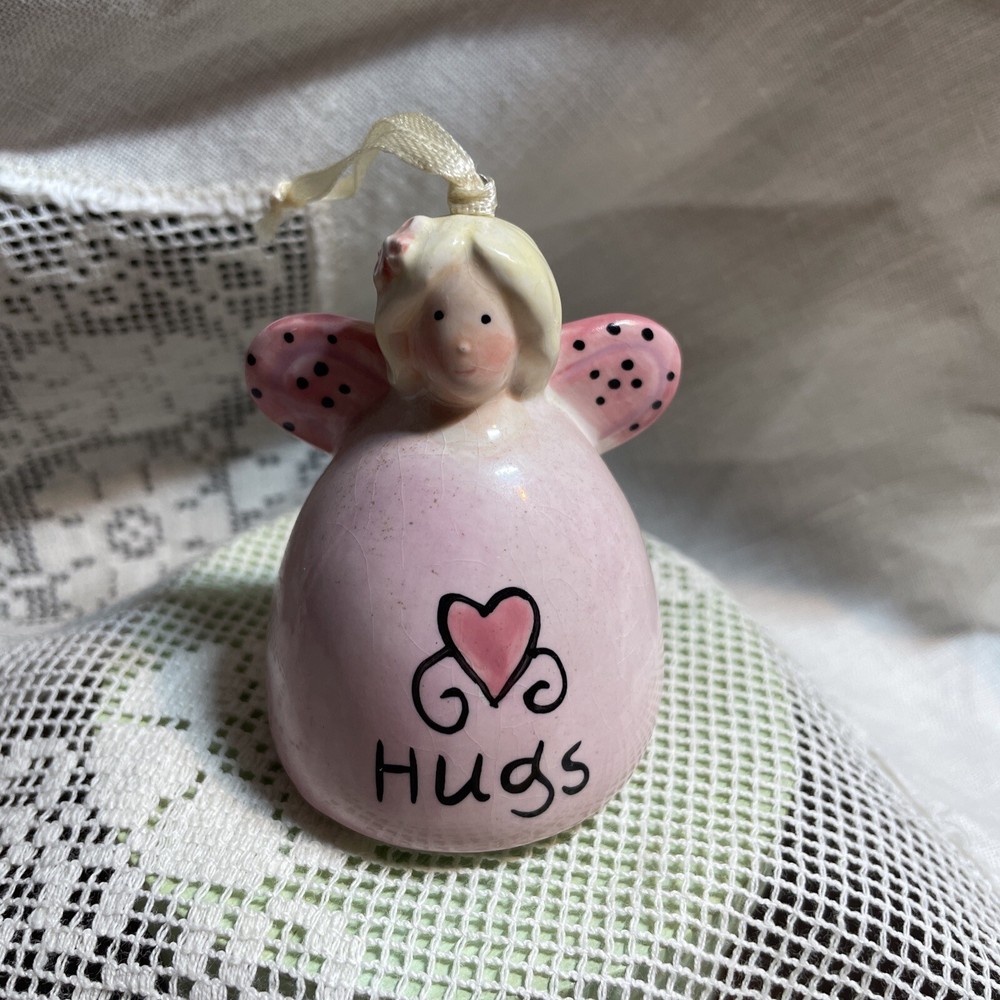 Angel Ceramic Angel Valentine Bell Hugs Ornament
