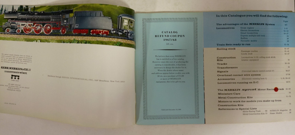 Vintage Marklin 1967/68 Catalog