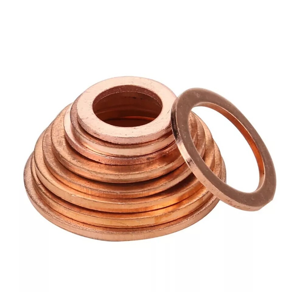 400PCS Solid Copper Crush Washer Gasket Set Flat O-Ring Seal Assortment Kits