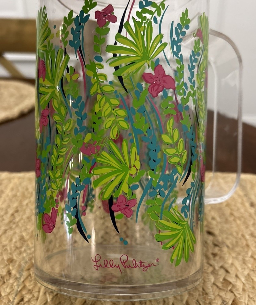 LILLY PULITZER 56 OZ FLORAL ACRYLIC PITCHER EUC