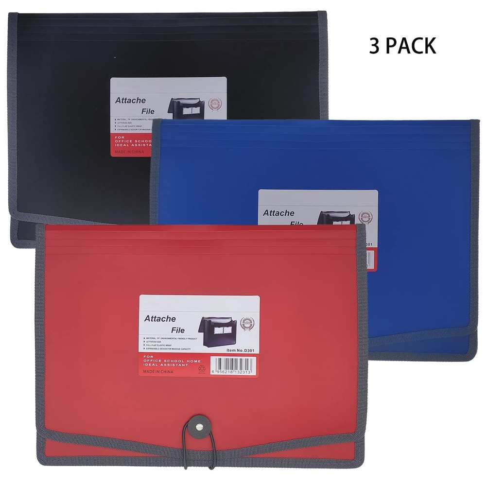 Premium Quality Plastic Expanding File Folder Document Organizer, 3.5" Expans...