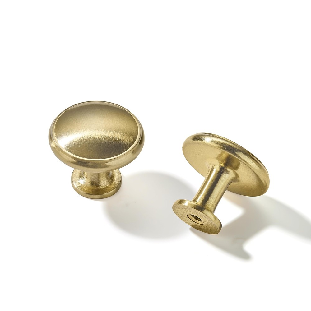 10 Pack Brushed Brass Cabinet Knobs Drawer Knob Kitchen Hardware - Single Hol...