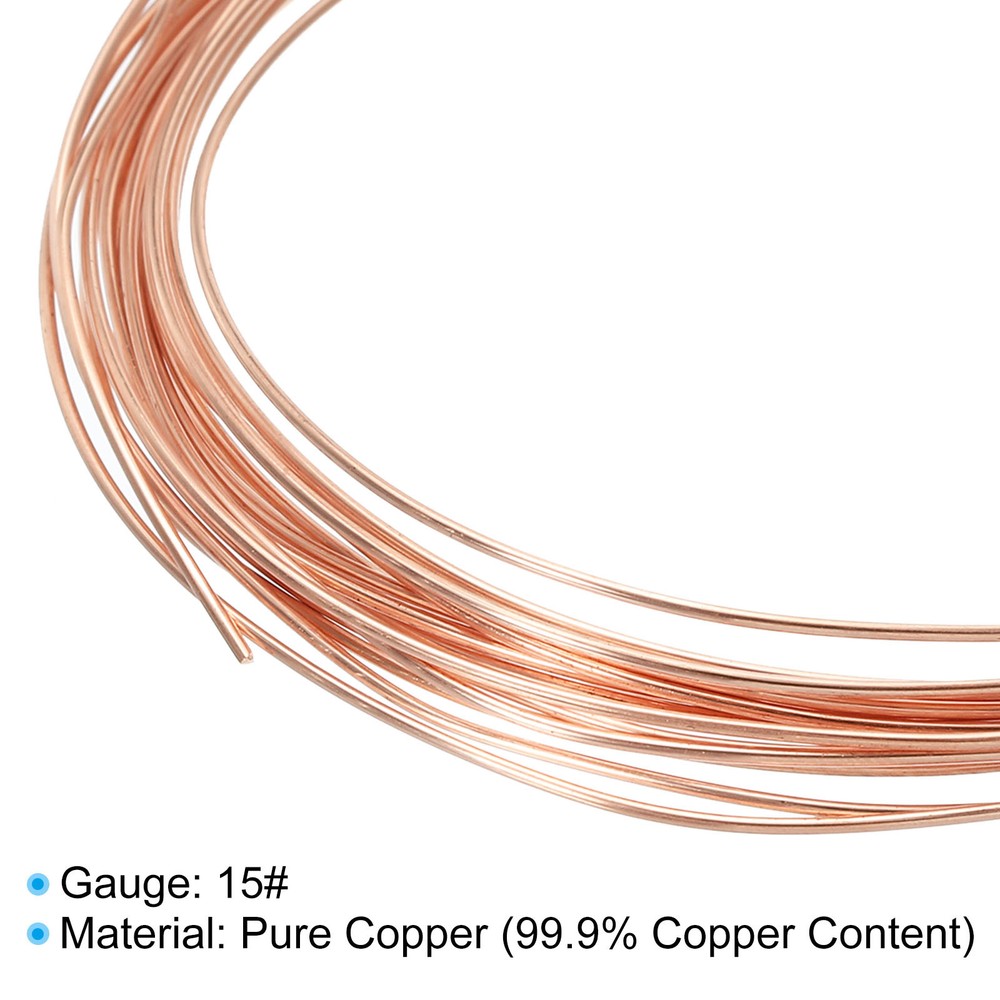 16.4Ft Solid Bare Copper Wire 15 Gauge 99.9% Pure Copper Wire Soft Beading Wire