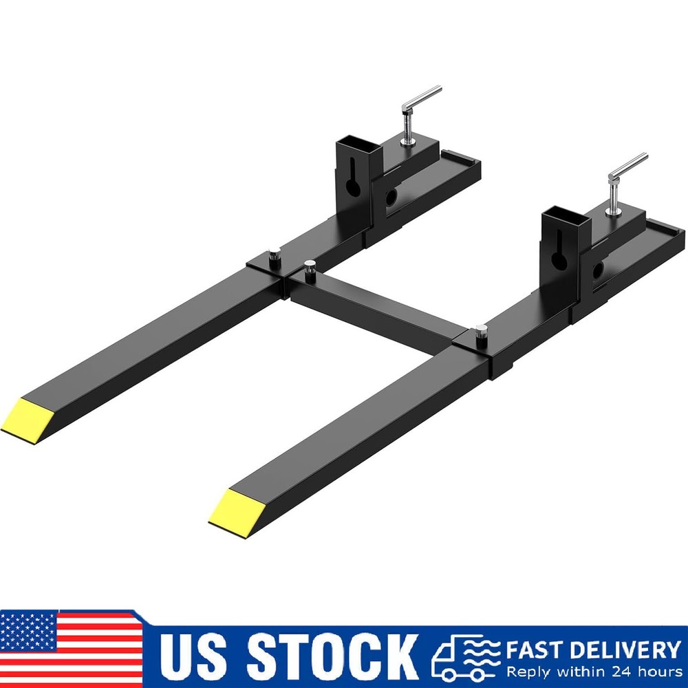 Clamp on Pallet Forks w/Stabilizer Bar ,60" 4000lbs Bucket Tractor Fork Loader