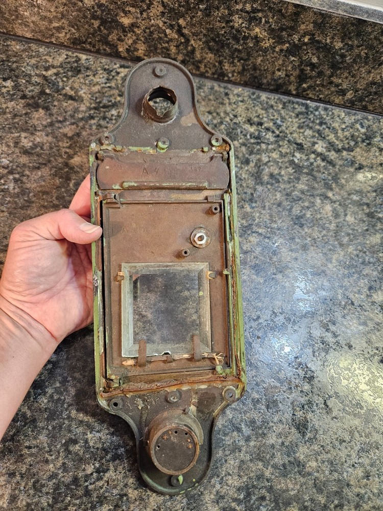 Vintage Metal Mailbox front with Letter Drop & Working Door