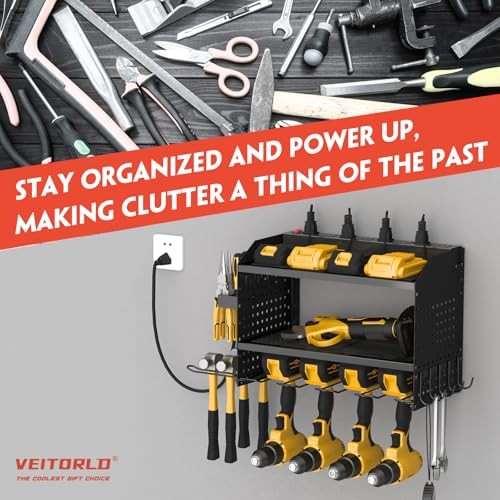Power Tool Organizer with Charging Station, Heavy Duty Modular 3 Layer BLACK-PC