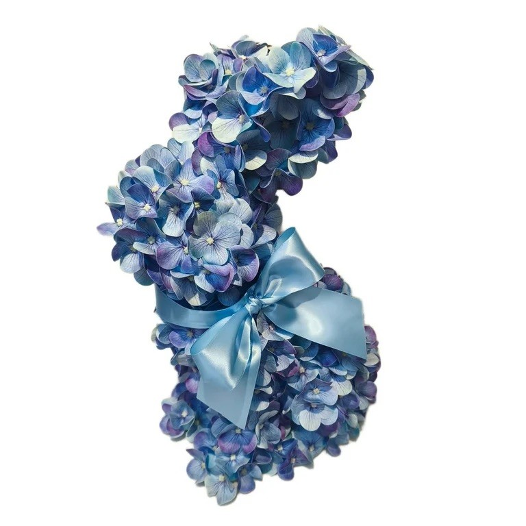 Hydrangea Bunny Tabletop Decoration, Blue, 16", Easter