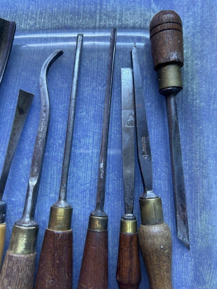 9 vintage Wood Carving Chisels Gouges Woodworking