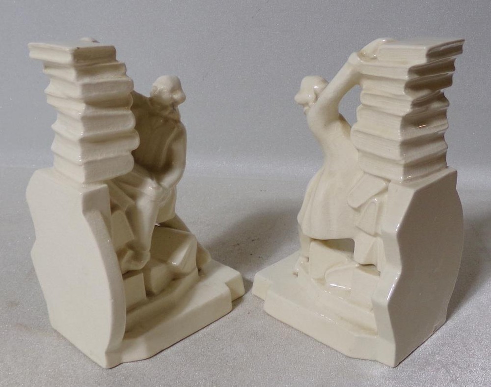 Art Deco Ceramic Librarian Professor Bookends