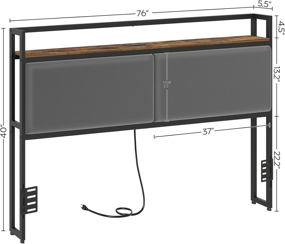 King Size Headboard Only, Upholstered Head Board with Charging Station, King ...