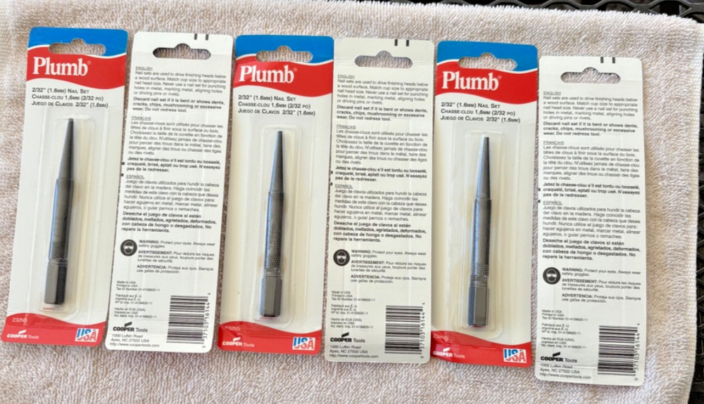 3 PIECES Plumb Nail Punch Set
