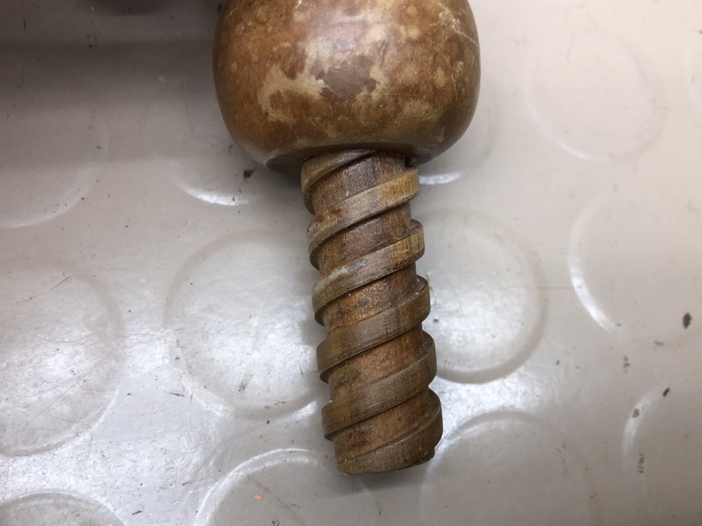 Vintage Mid Century Brown SOLID WOOD Twist Screw Nutcracker Tool