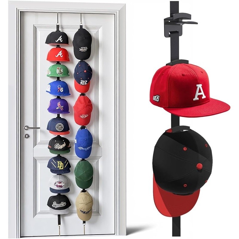 Hat Organizer Door Adjustable Hooks Baseball Cap Rack No Tools Installation New
