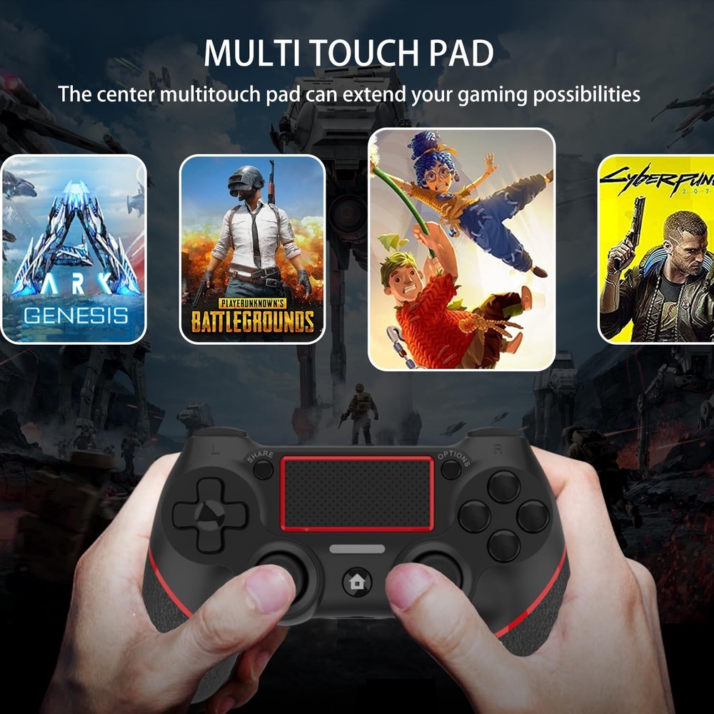 High-Performance Black Red Wireless PS4 Controller with Touchpad & Share Button