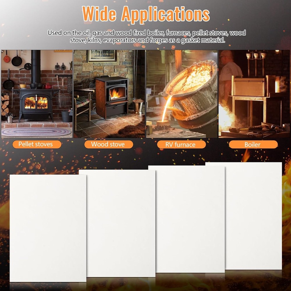 4 Pcs High Temperature Gasket Paper, Ceramic Fiber Material White