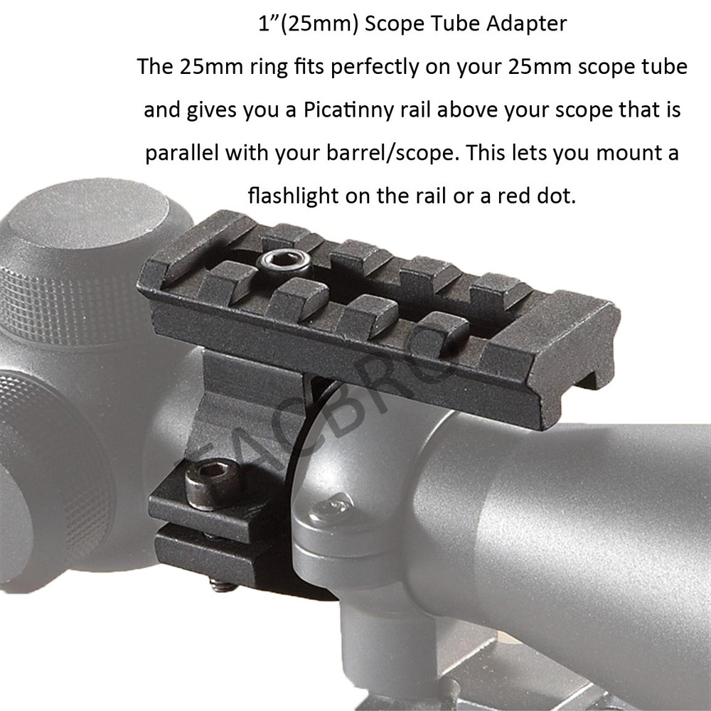 Scope Barrel Mount 1'' Ring Adapter with Picatinny Rail