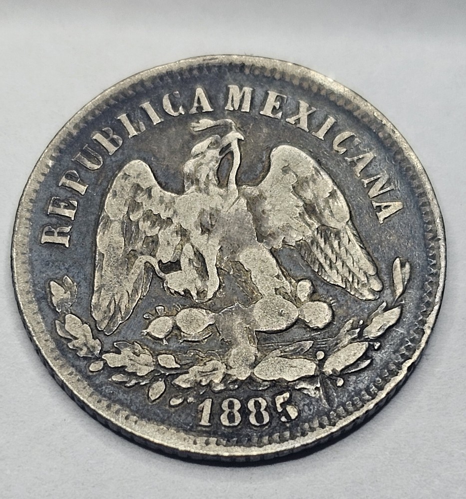 1885 GO R Mexico 25 Centavos Silver Coin