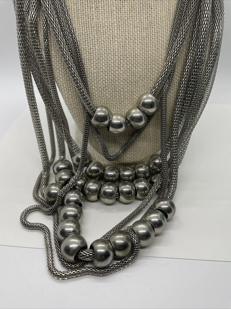Vintage Multi Layer Silvertone Necklace