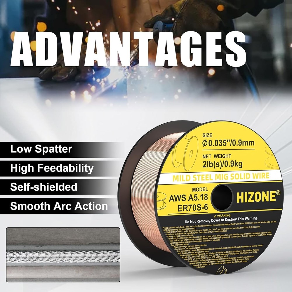 HIZONE MIG Solid Welding Wire ER70S 6 035 2LB New