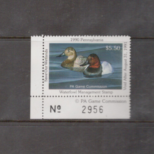 Pennsylvania State Duck Stamp 1990 $5.50   at face value