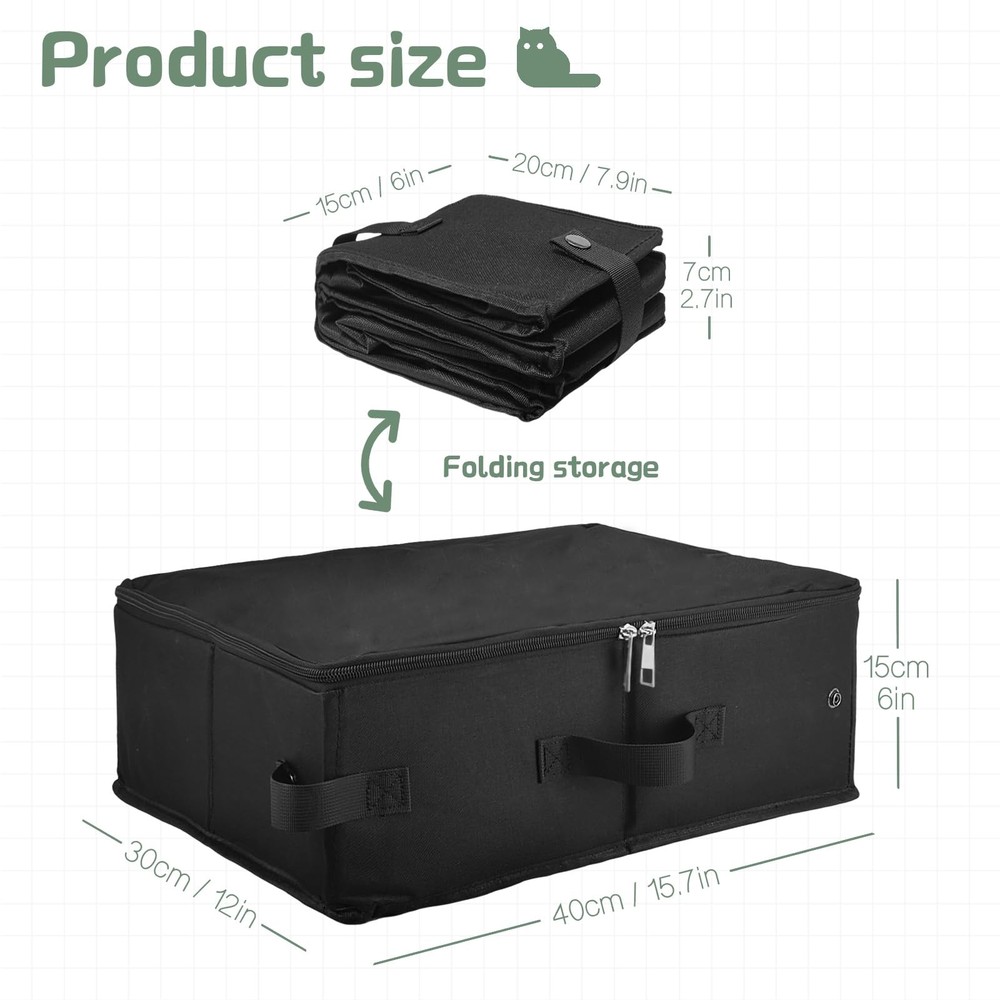 Portable Travel Litter Box for Cats, Foldable Cat Large, Black