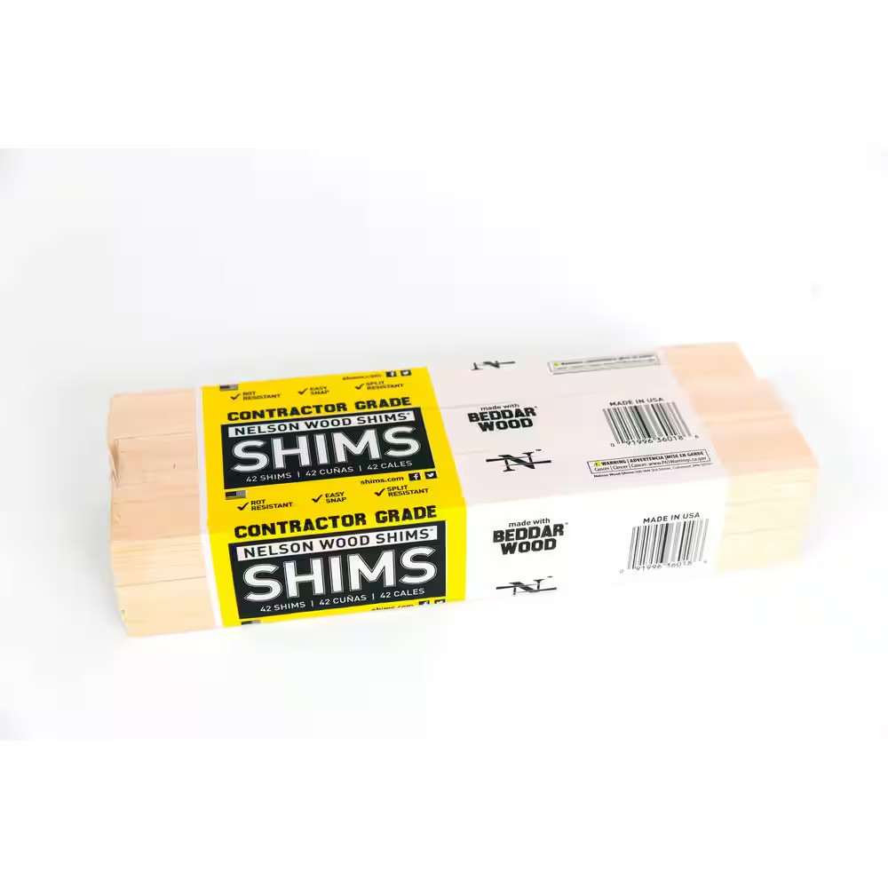 12" Contractor Shims 42 Pack | Wood Shims for Doors, Windows, Leveling