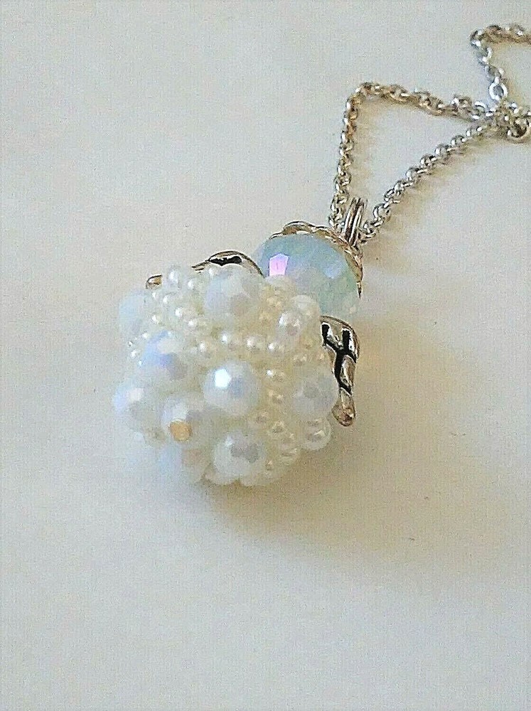 Handmade 3D White Silver Angel Necklace
