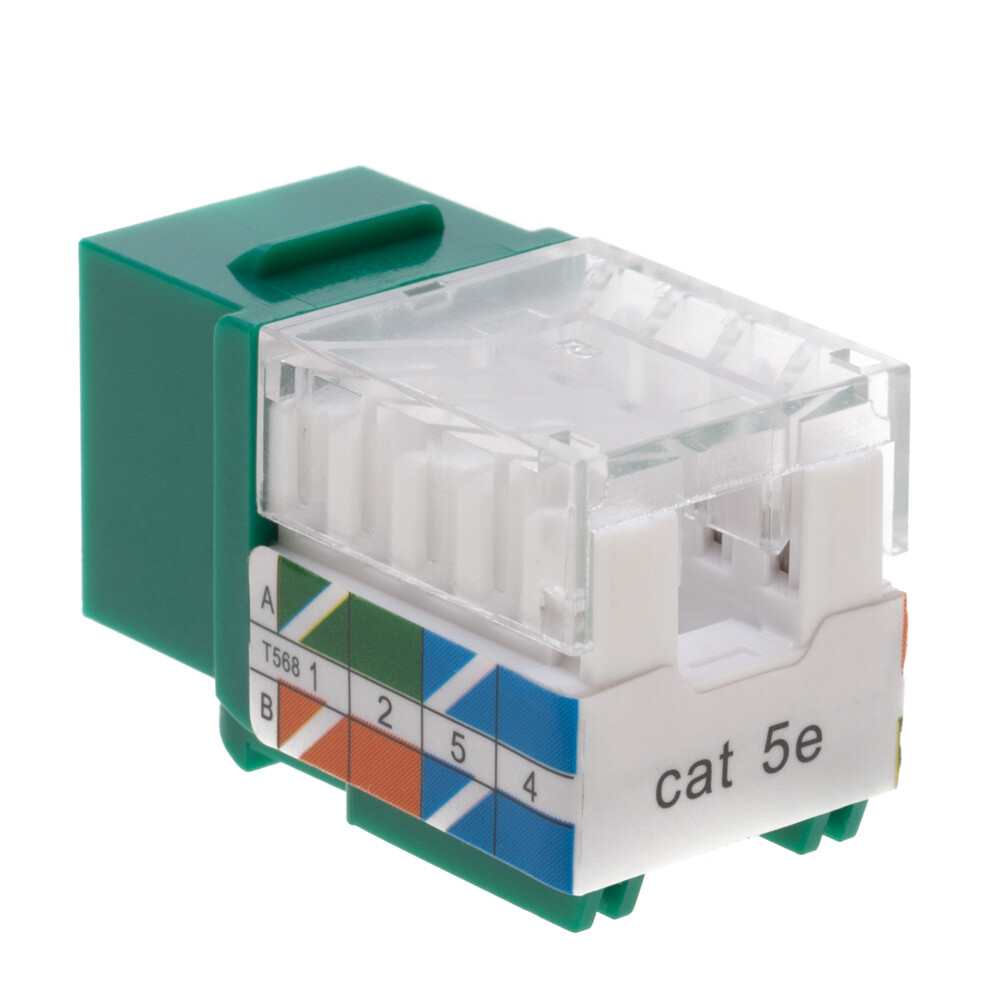 100 pack Cat5e 45° Angled Keystone Jack Network 110 Punchdown 8P8C Cat5 Green