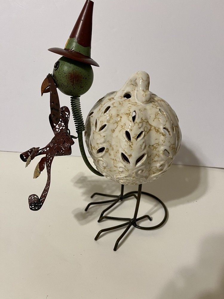 Ceramic and metal turkey Bobbler tea Lite Holder