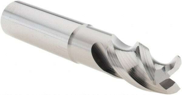 Iscar 1/2" Diam 3 Flute Single End Solid Carbide 0.03" Corner Radius End Mill...