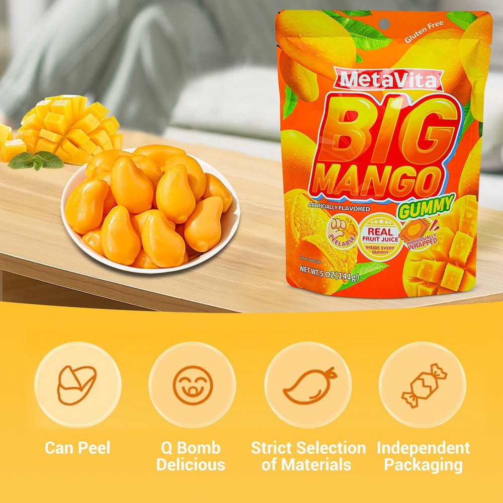 1 Pack Peeleble Gummy Mango Peeling Candy Mango Gummy Candy Individually Wrapped