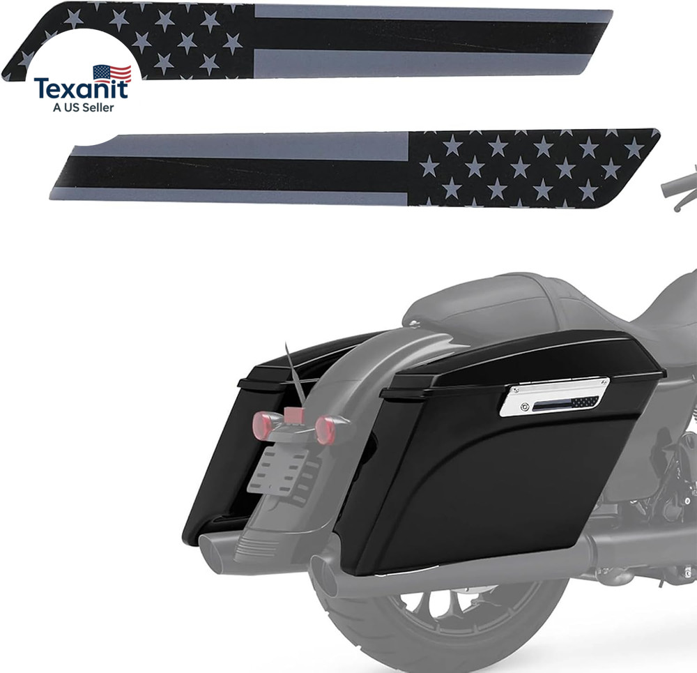 Non-Reflective Black and Grey American Flag Saddlebag Inserts Sold in Pairs. Com