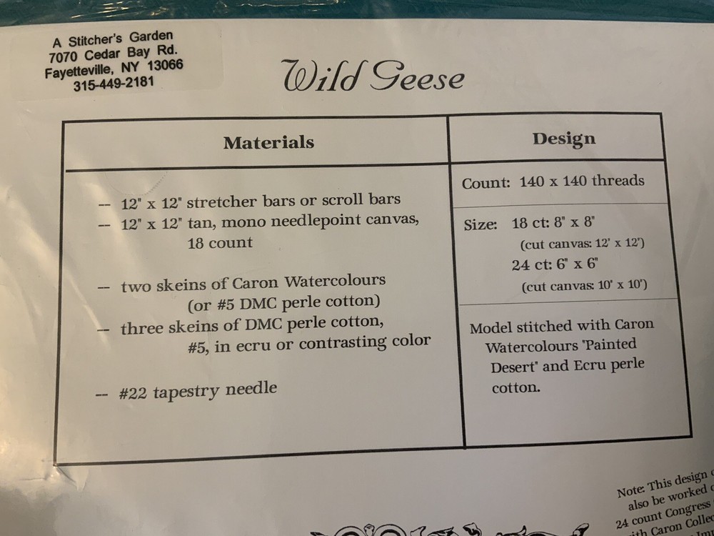 Laura J. Perin Designs Needlepoint Chart “Wild Geese”