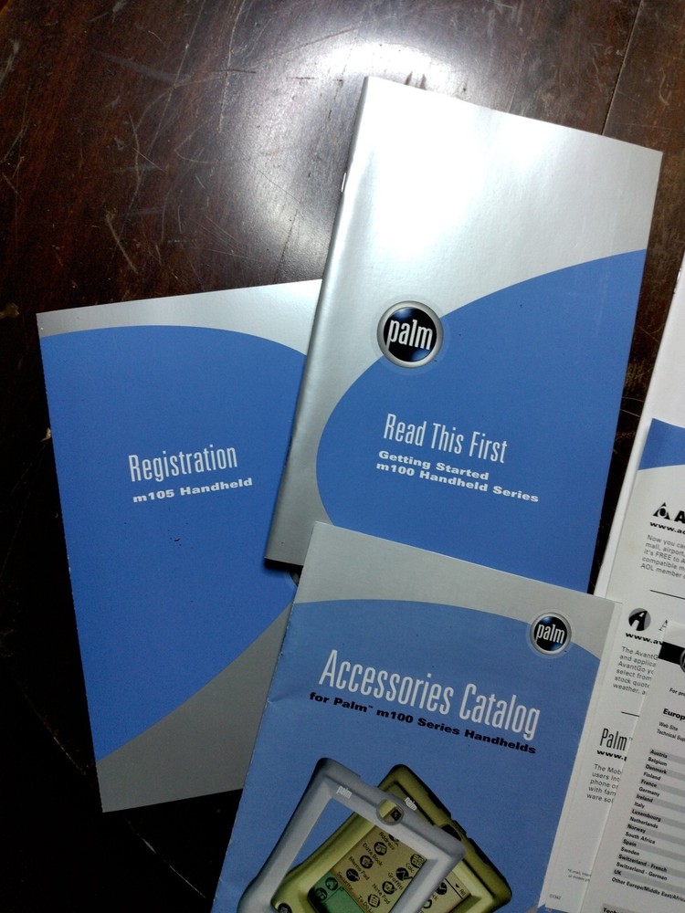 Palm m100 handheld instructions accessories registration no device