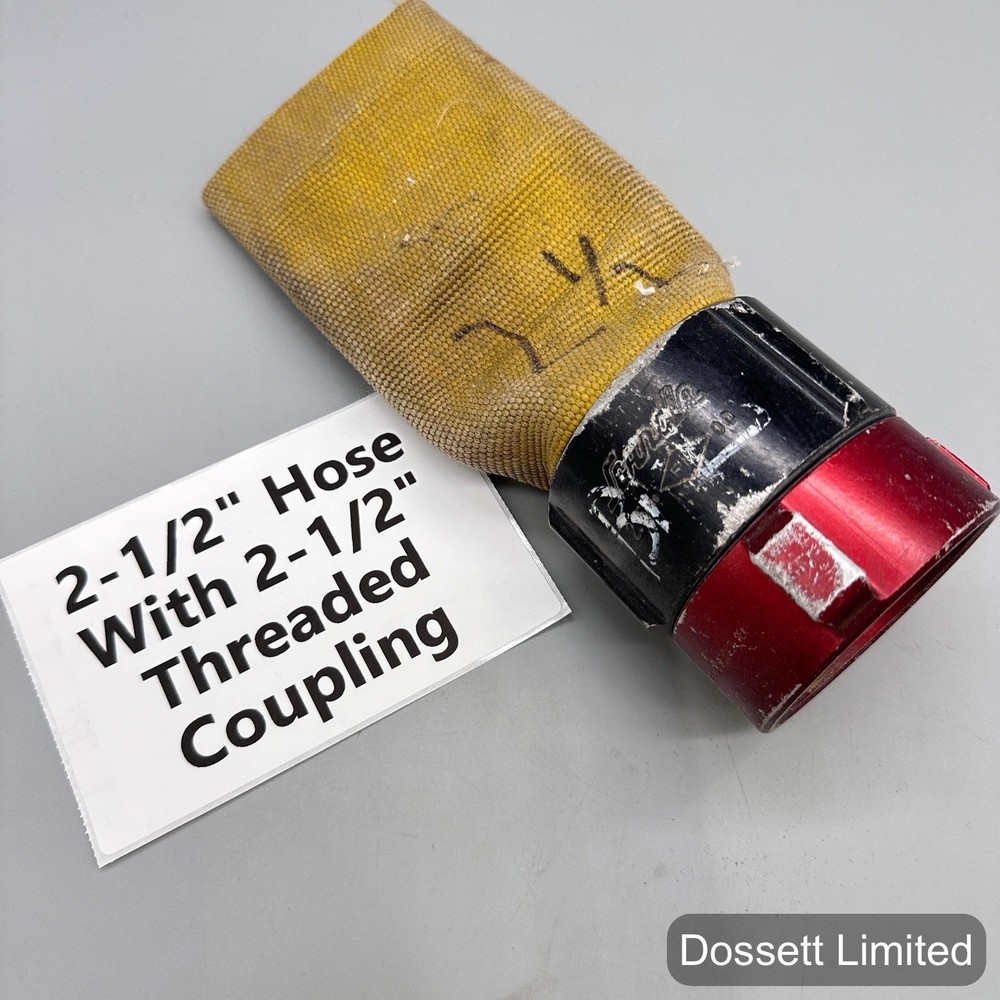 2-1/2" Fire Hose With 2-1/2" Threaded Coupling Yellow Canvas Industrial Fitting