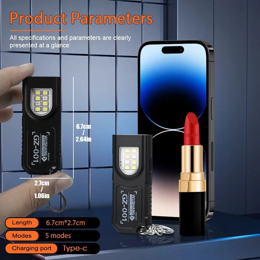 Powerful Mini LED Keychain Flashlight USB Rechargeable Waterproof EDC SOS Light