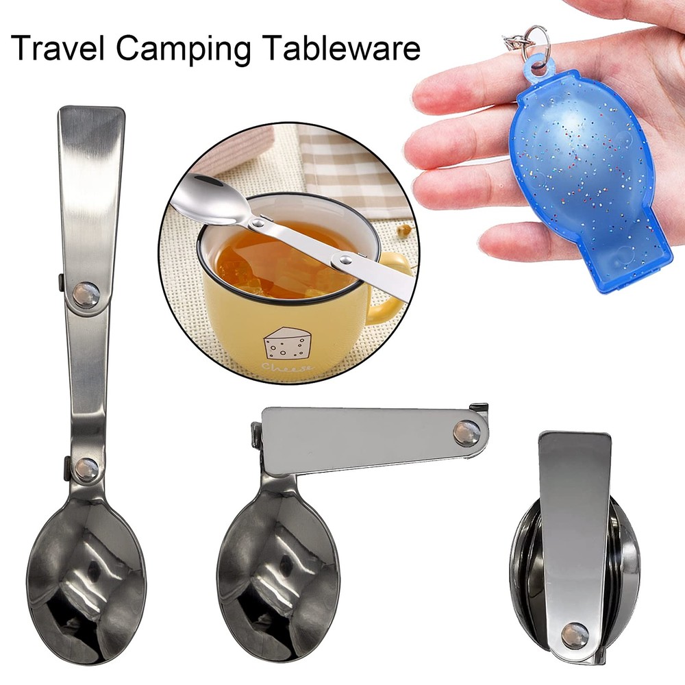Foldable Fork and Spoon Set, Portable Folding Spoon and Fork Set with Plastic...
