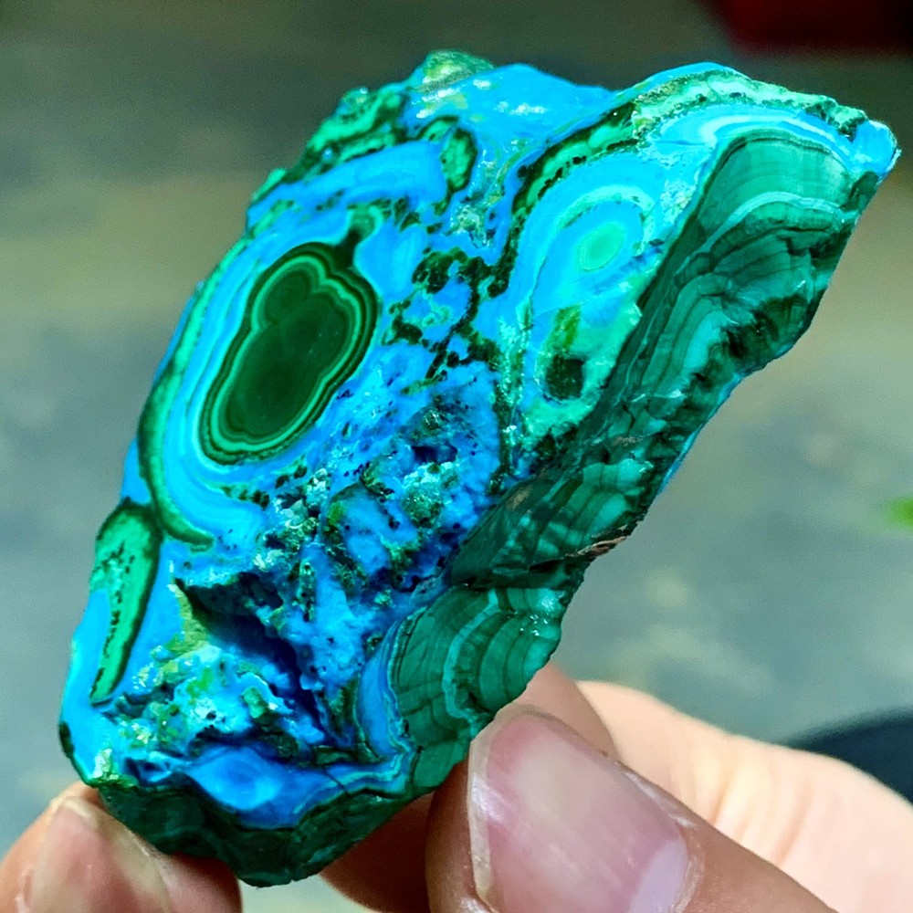 86G Natural Chrysocolla/Malachite transparent cluster rough mineral sample