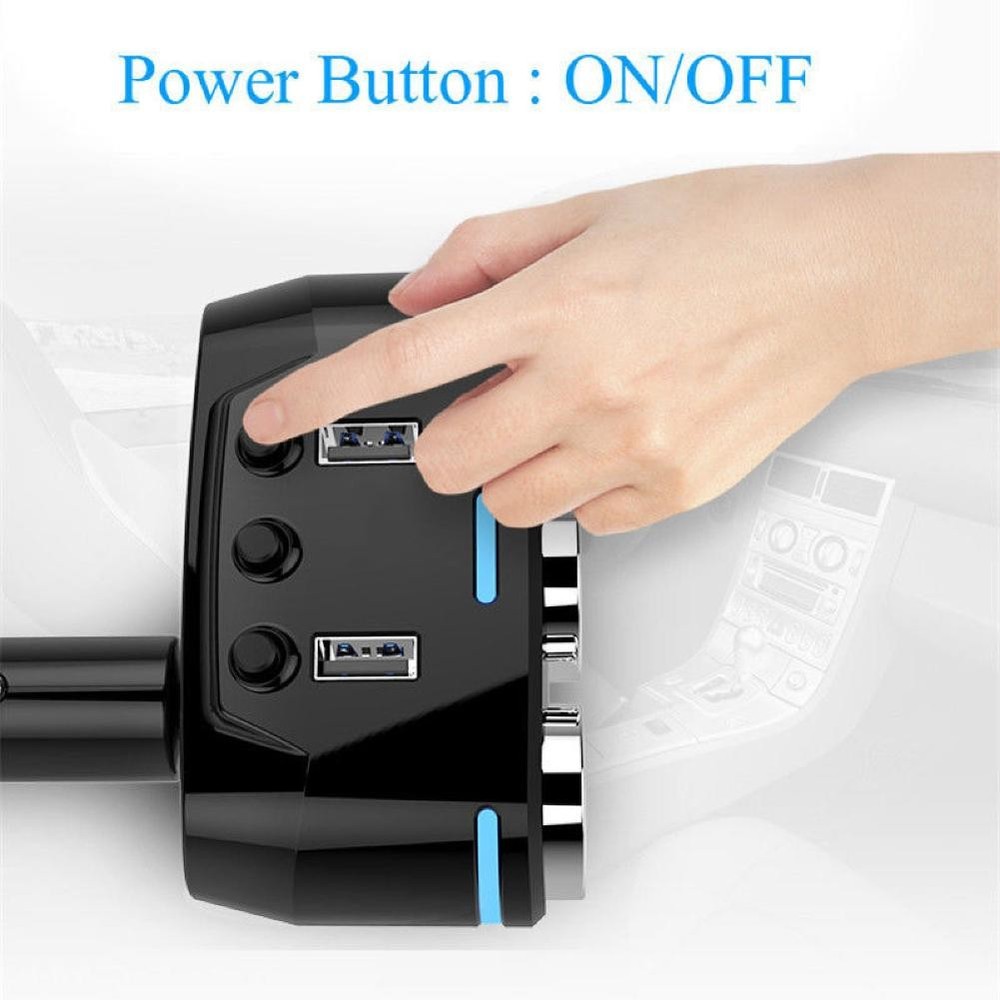 3-Way Power Adapter Cigarette Lighter Socket Splitter 12V Dual USB Car Charger