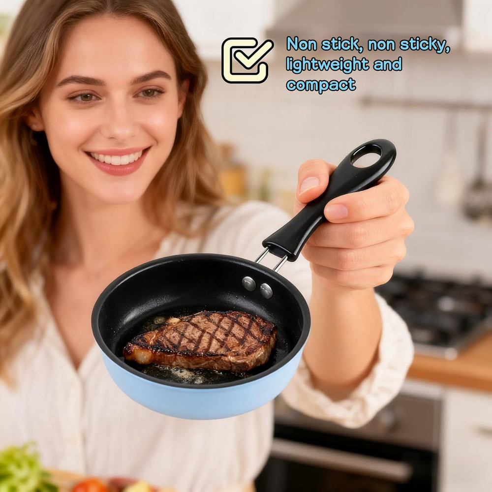 4.7inch Mini Non-Tick Egg Pan - 5-Layer Coating, Dishwasher Safe, Gas/Induction